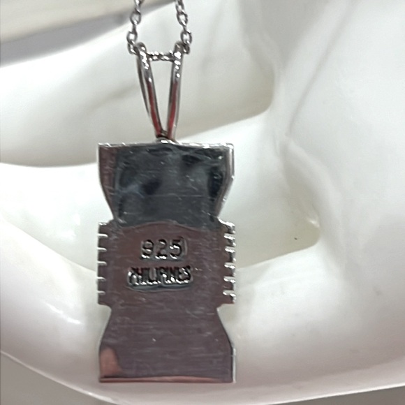 Santa Fe Style Turquoise Sterling Silver Pendant Necklace - Picture 7 of 11